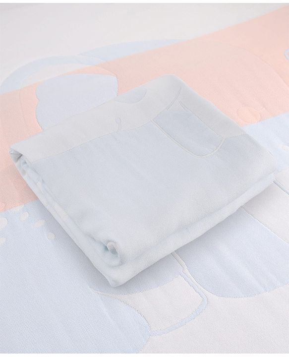 Babyhug 100% Pure Bamboo Baby Blanket Cute baby Elephant Print 6 Layer Quilting| Ultra Soft & Light Weight (520g) Breathable & Absorbent 0-24 Months New Born Essential - Blue