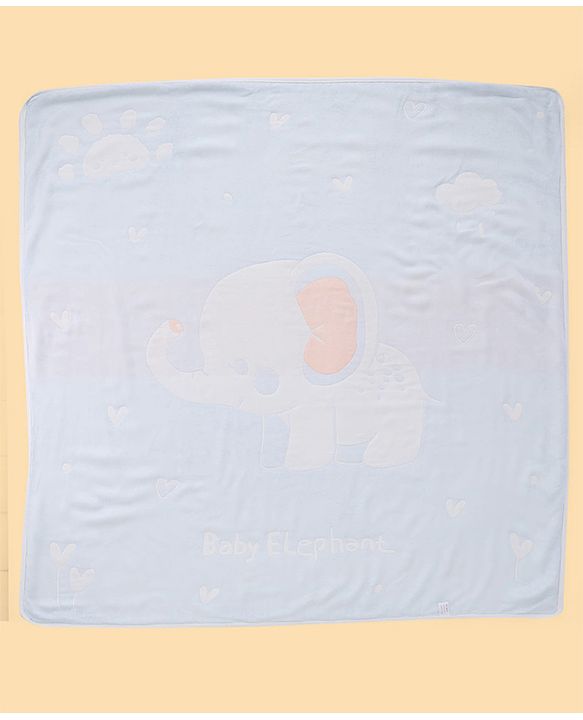 Babyhug 100% Pure Bamboo Baby Blanket Cute baby Elephant Print 6 Layer Quilting| Ultra Soft & Light Weight (520g) Breathable & Absorbent 0-24 Months New Born Essential - Blue