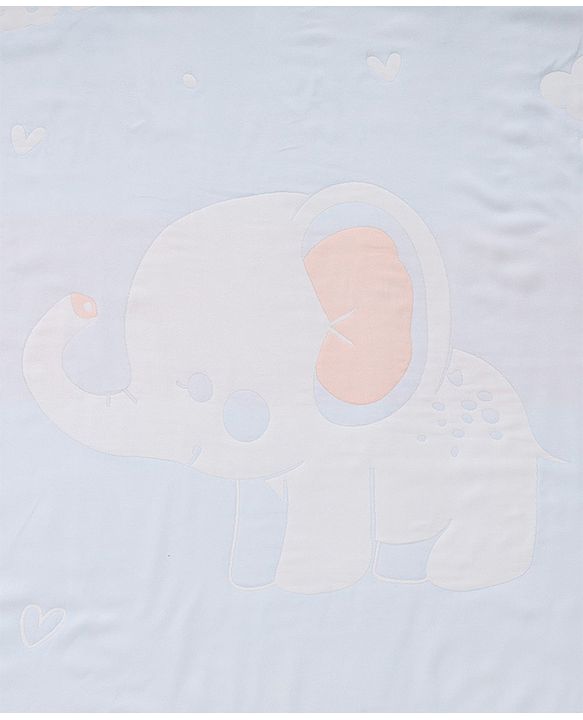 Babyhug 100% Pure Bamboo Baby Blanket Cute baby Elephant Print 6 Layer Quilting| Ultra Soft & Light Weight (520g) Breathable & Absorbent 0-24 Months New Born Essential - Blue