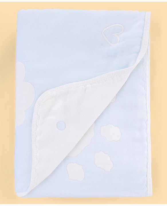 Babyhug 100% Pure Bamboo Baby Blanket Cute baby Elephant Print 6 Layer Quilting| Ultra Soft & Light Weight (520g) Breathable & Absorbent 0-24 Months New Born Essential - Blue