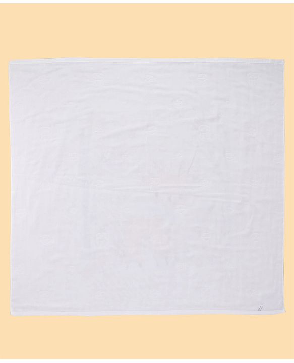 Babyhug 100% Pure Cotton Four Layer Baby Blanket Cute Fawn Print Super Soft & Absorbent Lightweight Breathable Quilt (320g) Gentle on Baby Skin| 024 Months New Born Essential - White