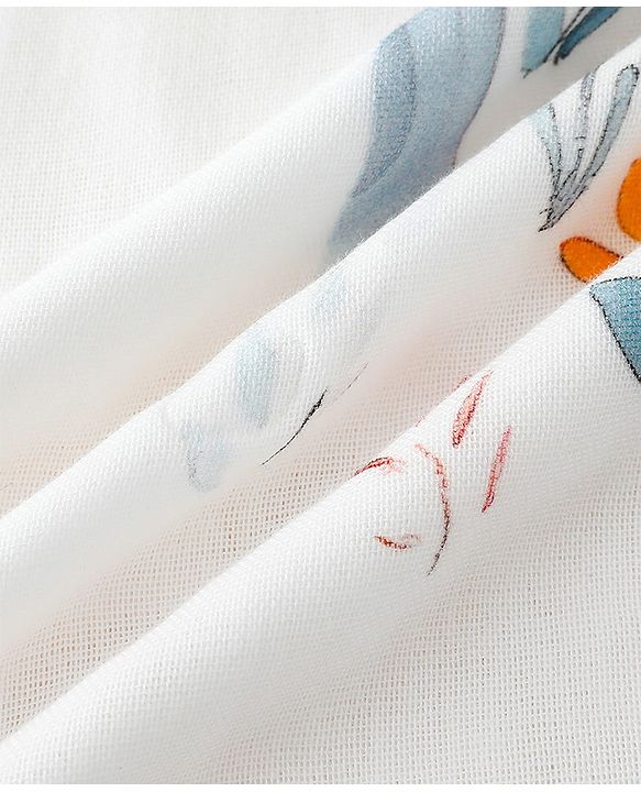 Babyhug 100% Pure Cotton Four Layer Baby Blanket Cute Fawn Print Super Soft & Absorbent Lightweight Breathable Quilt (320g) Gentle on Baby Skin| 024 Months New Born Essential - White