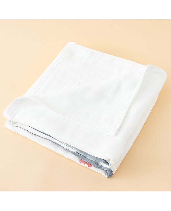 Babyhug 100% Pure Cotton Four Layer Baby Blanket Cute Fawn Print Super Soft & Absorbent Lightweight Breathable Quilt (320g) Gentle on Baby Skin| 024 Months New Born Essential - White