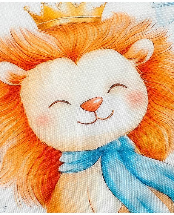 Babyhug 100% Pure Cotton Four Layer Baby Blanket  Lion Print Super Soft & Absorbent Lightweight Breathable Quilt (320g) Gentle on Baby Skin 024 Months| New Born Essential - White