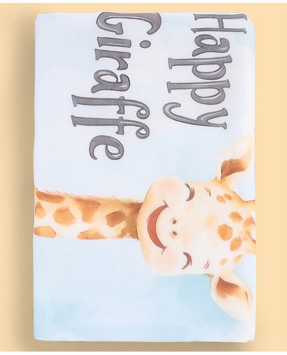 Babyhug 100% Pure Cotton Four Layer Baby Blanket  Giraffe Print Super Soft & Absorbent Lightweight Breathable Quilt (320g) Gentle on Baby Skin 024 Months -White