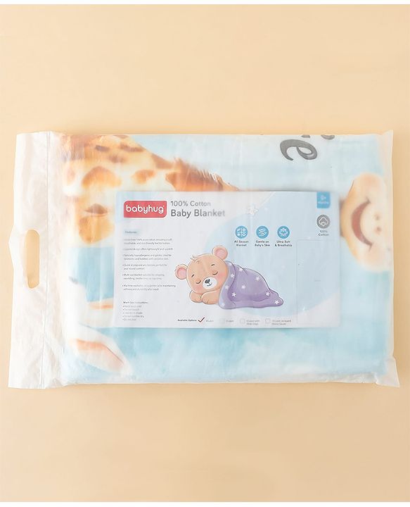 Babyhug 100% Pure Cotton Four Layer Baby Blanket  Giraffe Print Super Soft & Absorbent Lightweight Breathable Quilt (320g) Gentle on Baby Skin 024 Months -White