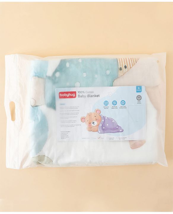 Babyhug 100% Pure Cotton Six Layer Baby Blanket Elephant Print  Super Soft & Absorbent Cotton Bamboo Blend Quilt Lightweight Breathable Gentle on Baby Skin 024 Months 520 g - White
