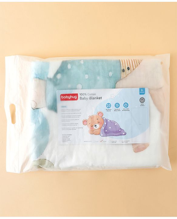 Babyhug 100% Pure Cotton Six Layer Baby Blanket Elephant Print  Super Soft & Absorbent Cotton Bamboo Blend Quilt Lightweight Breathable Gentle on Baby Skin 024 Months 520 g - White
