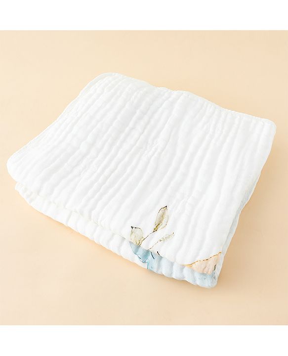 Babyhug 100% Pure Cotton Six Layer Baby Blanket Elephant Print  Super Soft & Absorbent Cotton Bamboo Blend Quilt Lightweight Breathable Gentle on Baby Skin 024 Months 520 g - White