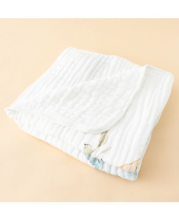 Babyhug 100% Pure Cotton Six Layer Baby Blanket Elephant Print  Super Soft & Absorbent Cotton Bamboo Blend Quilt Lightweight Breathable Gentle on Baby Skin 024 Months 520 g - White