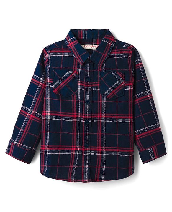 Babyhug Cotton Woven Full Sleeves Checkered Shirt & Denim Jeans Set - Black