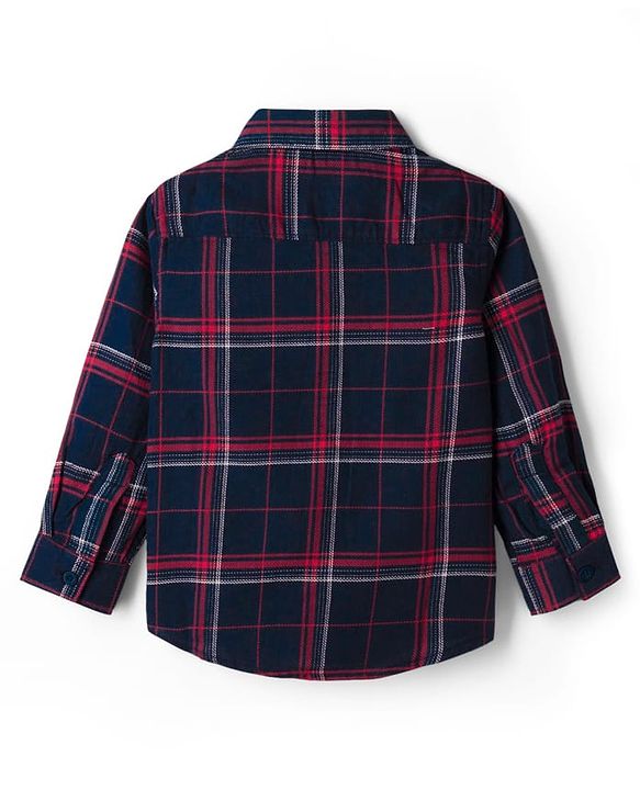 Babyhug Cotton Woven Full Sleeves Checkered Shirt & Denim Jeans Set - Black