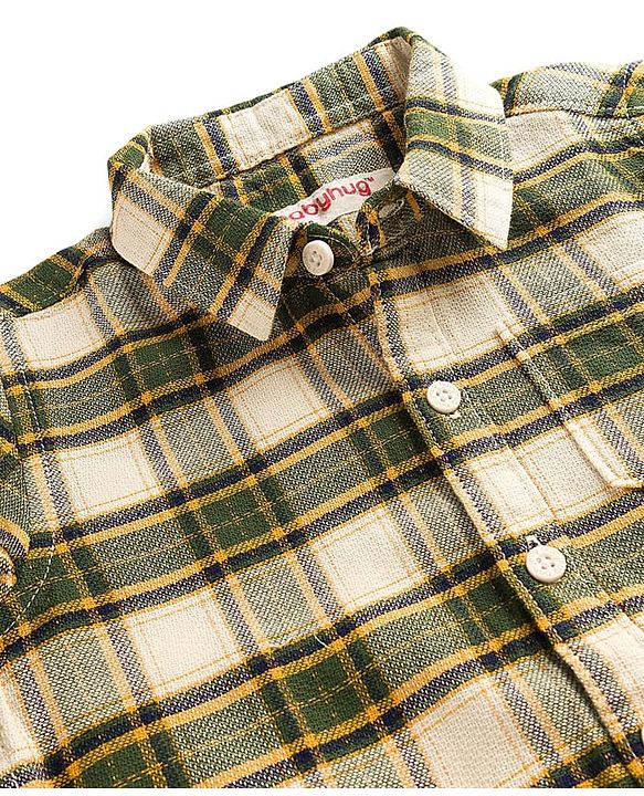 Babyhug Cotton Woven Full Sleeves Checkered Shirt & Trouser Set - Olive Green