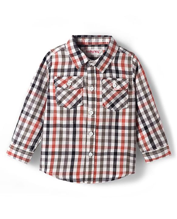 Babyhug Cotton Woven Full Sleeves Checkered Shirt & Trouser Set with Suspender - Mustard