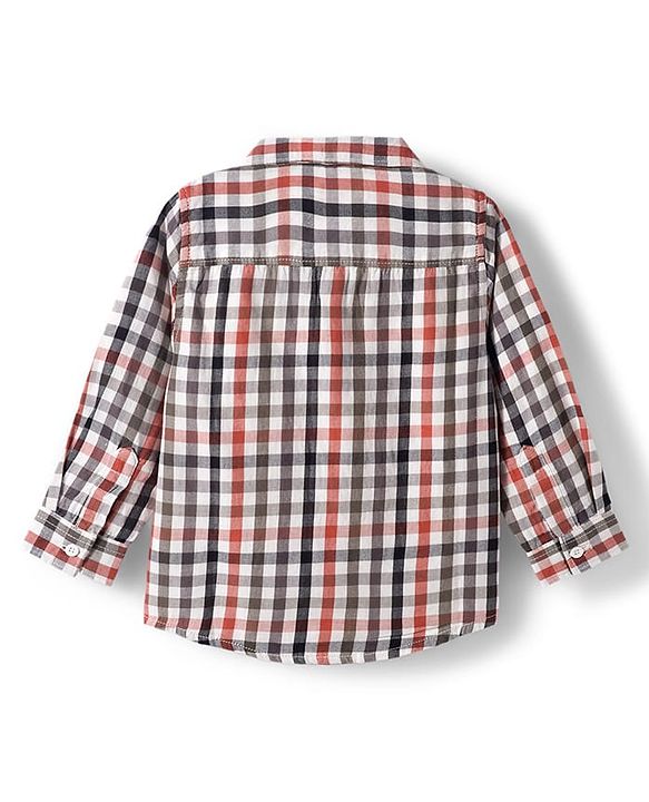 Babyhug Cotton Woven Full Sleeves Checkered Shirt & Trouser Set with Suspender - Mustard