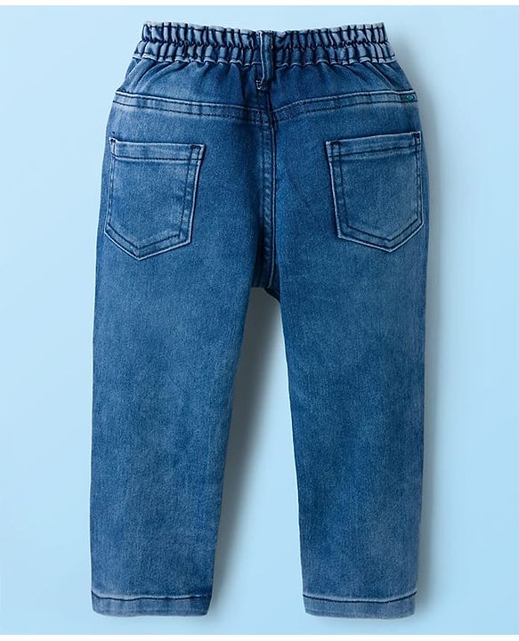 Babyhug Cotton Woven Full Sleeves Striped Shirt & Denim Jeans Set - Blue & White