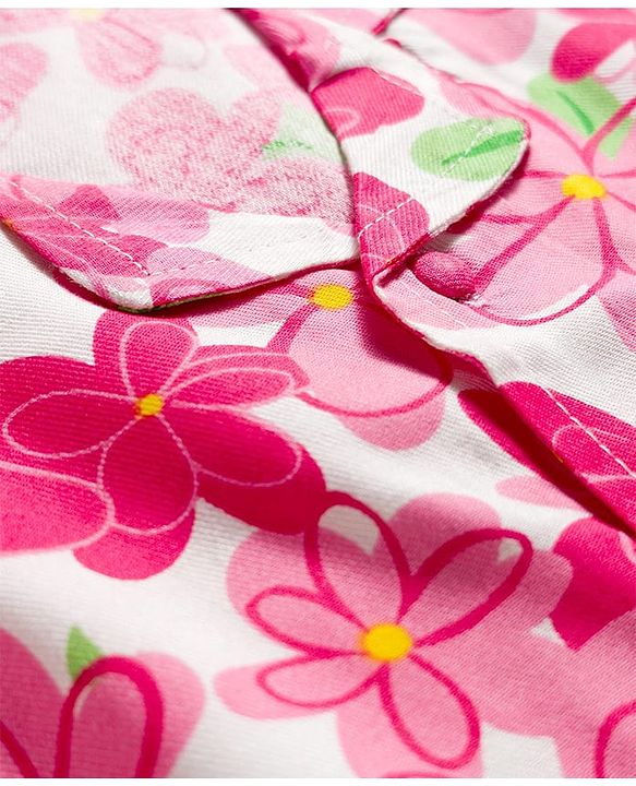 Pine Kids Woven Sleeveless Co-ords Top & Pant Set with Floral Print - Dark Pink
