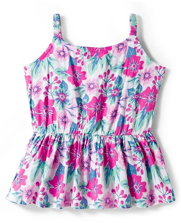 Pine Kids Woven Sleeveless Co-ords Top & Pant Set with Floral Print - Multicolor