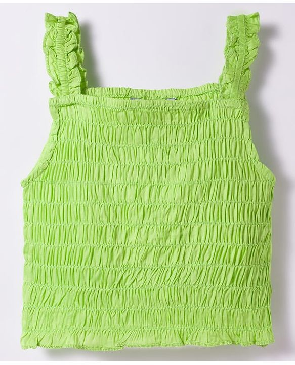 Pine Kids Cotton Woven Sleeveless Solid Color Co-ords Top & Shorts Set - Light Green