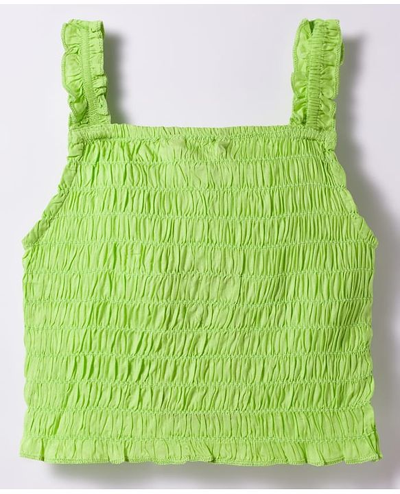 Pine Kids Cotton Woven Sleeveless Solid Color Co-ords Top & Shorts Set - Light Green