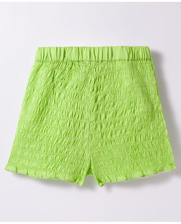 Pine Kids Cotton Woven Sleeveless Solid Color Co-ords Top & Shorts Set - Light Green