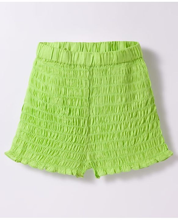 Pine Kids Cotton Woven Sleeveless Solid Color Co-ords Top & Shorts Set - Light Green