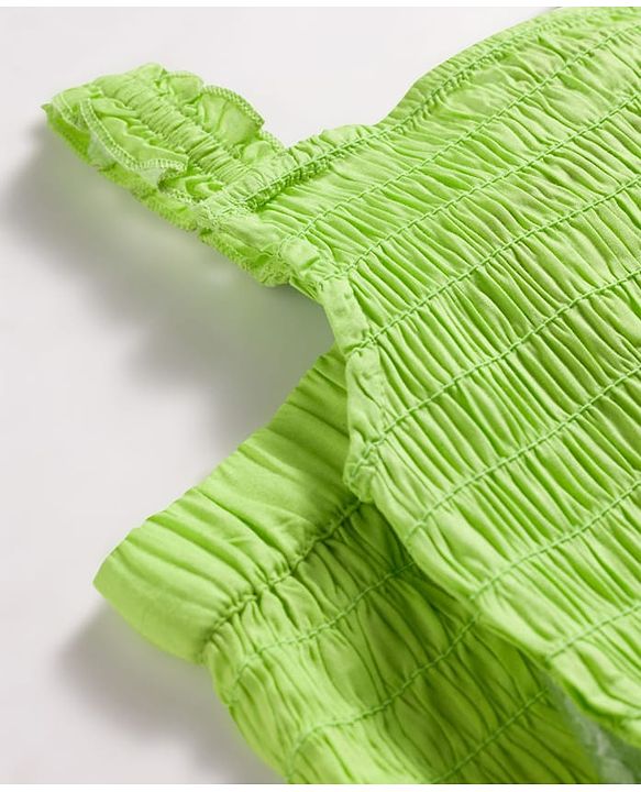 Pine Kids Cotton Woven Sleeveless Solid Color Co-ords Top & Shorts Set - Light Green