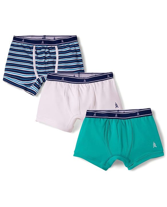 Pine Kids Cotton Elastane Striped Trunks Pack Of 3 -( Colour May Vary )