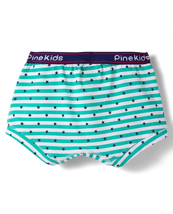 Pine Kids Cotton Elastane Polka Dots Printed & Striped Trunks Pack Of 3 - ( Colour May Vary )