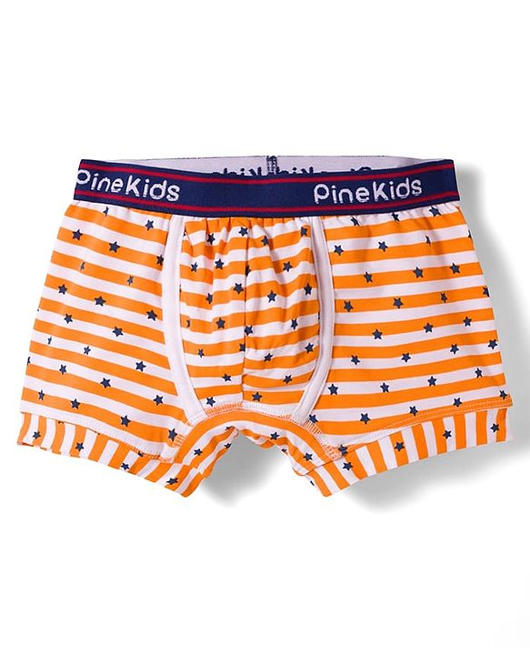 Pine Kids Cotton Elastane Polka Dots Printed & Striped Trunks Pack Of 3 - ( Colour May Vary )