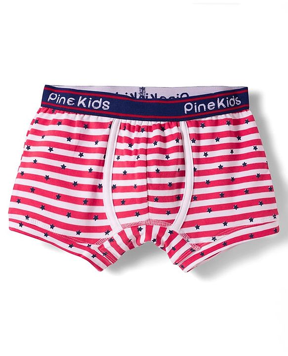 Pine Kids Cotton Elastane Polka Dots Printed & Striped Trunks Pack Of 3 - ( Colour May Vary )