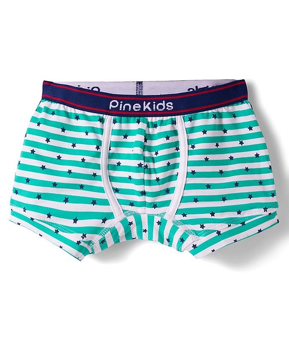 Pine Kids Cotton Elastane Polka Dots Printed & Striped Trunks Pack Of 3 - ( Colour May Vary )