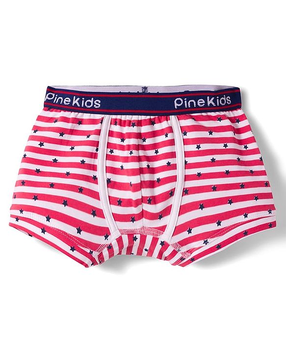 Pine Kids Cotton Elastane Polka Dots Printed & Striped Trunks Pack Of 3 - ( Colour May Vary )