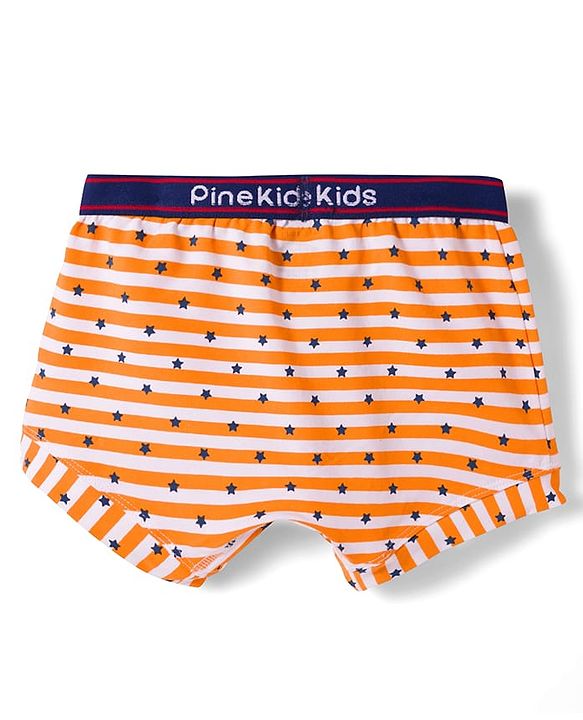 Pine Kids Cotton Elastane Polka Dots Printed & Striped Trunks Pack Of 3 - ( Colour May Vary )