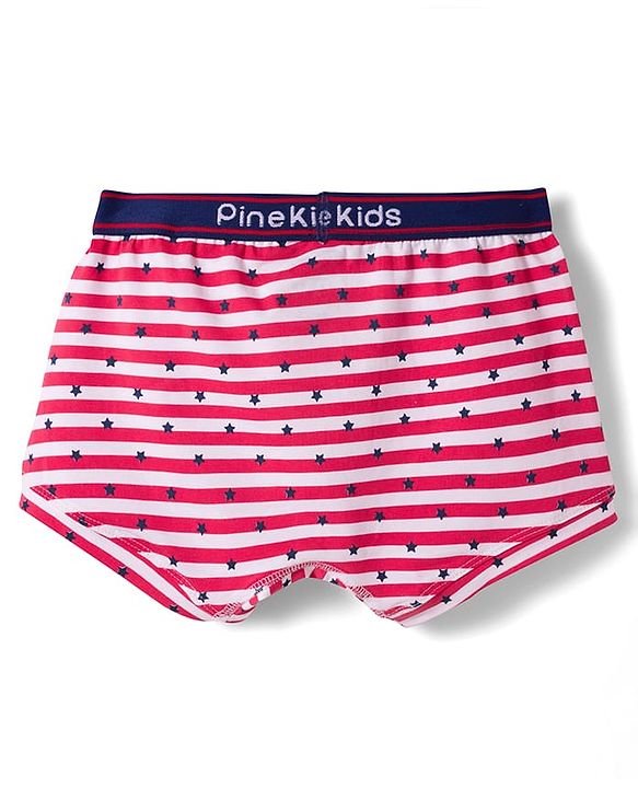 Pine Kids Cotton Elastane Polka Dots Printed & Striped Trunks Pack Of 3 - ( Colour May Vary )