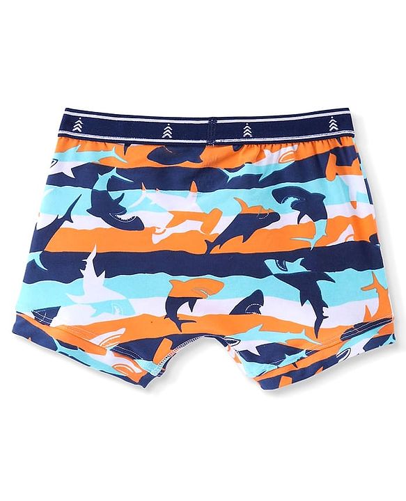 Pine Kids Cotton Knit Sea Life Printed & Solid Trunks Pack Of 3 -Multicolour