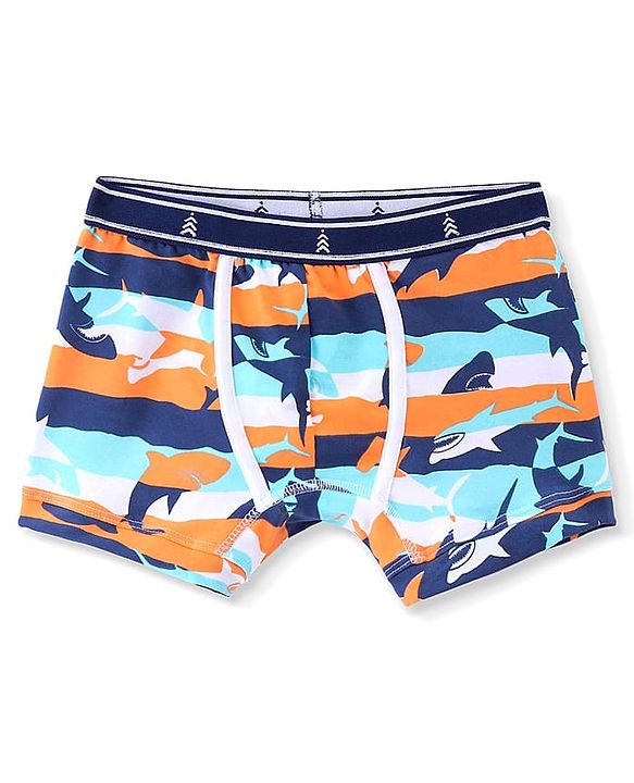 Pine Kids Cotton Knit Sea Life Printed & Solid Trunks Pack Of 3 -Multicolour