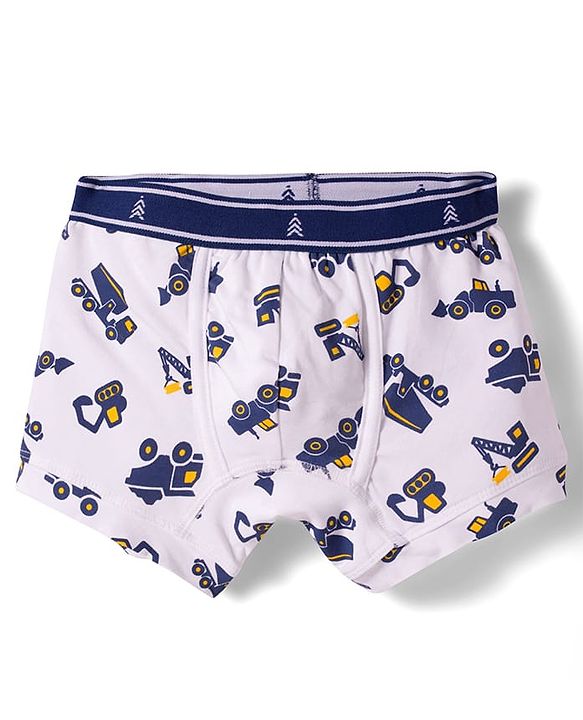 Pine Kids Cotton Elastane Construction Vehicles Printed Trunks Pack Of 3 - ( Colour May Vary )