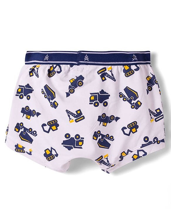 Pine Kids Cotton Elastane Construction Vehicles Printed Trunks Pack Of 3 - ( Colour May Vary )