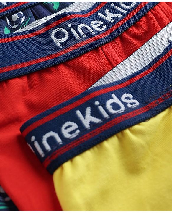 Pine Kids Cotton Elastane Knit Solid & Printed Trunks Pack of 3 - Multicolor