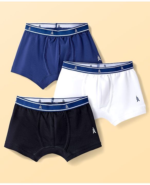 Pine Kids Cotton Elastane Knit Solid Trunks Pack of 3 - Multicolor