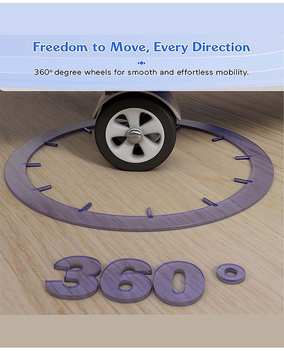 Babyhug 360° Joy Baby Walker with Convertible Feeding & Musical Toy Tray - Pink| Adjustable Height| Compact Fold| Activity cum Push Walker| Smooth Swivel Wheels| Padded Cushion Seat