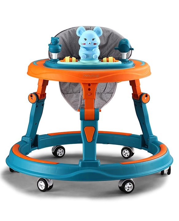 Babyhug 360° Joy Baby Walker with Convertible Feeding & Musical Toy Tray - Pink| Adjustable Height| Compact Fold| Activity cum Push Walker| Smooth Swivel Wheels| Padded Cushion Seat