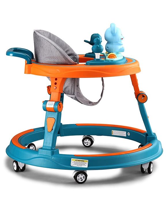 Babyhug 360° Joy Baby Walker with Convertible Feeding & Musical Toy Tray - Pink| Adjustable Height| Compact Fold| Activity cum Push Walker| Smooth Swivel Wheels| Padded Cushion Seat