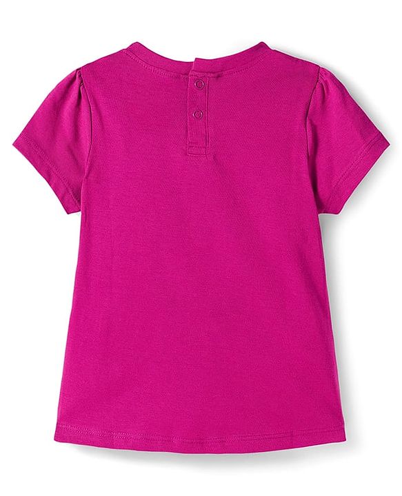 Babyhug Disney Single Jersey Knit Half Sleeves T-Shirt & Denim Skirt with Bambi Graphic & Badge Detailing - Purple & Blue