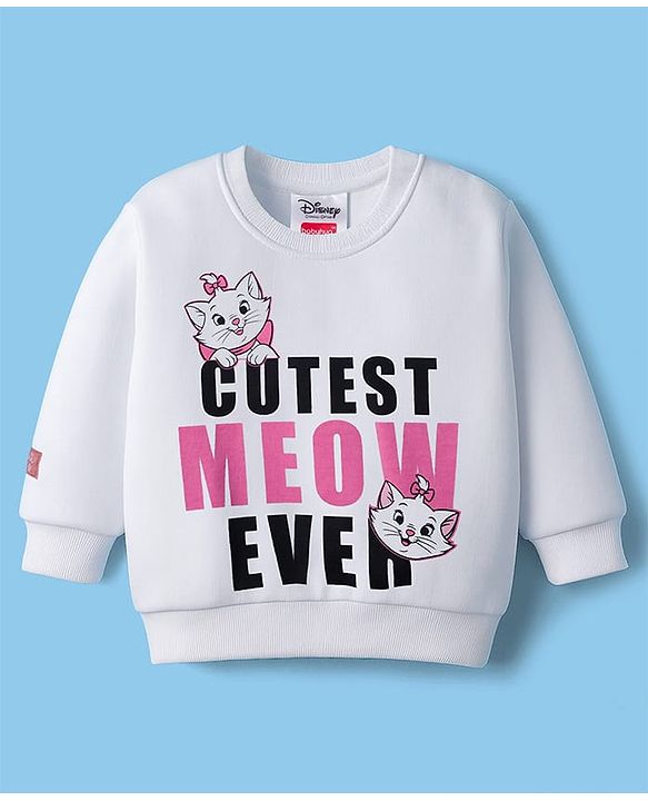 Babyhug Disney Terry Knit Full Sleeves T-Shirt & Track Pant Set with Marie Graphic - Pink & White