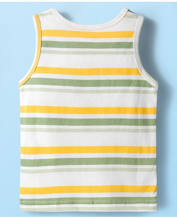 Babyhug 100% Cotton Knit Sleeveless Sando with Dino Print Pack of 3 - Multicolor