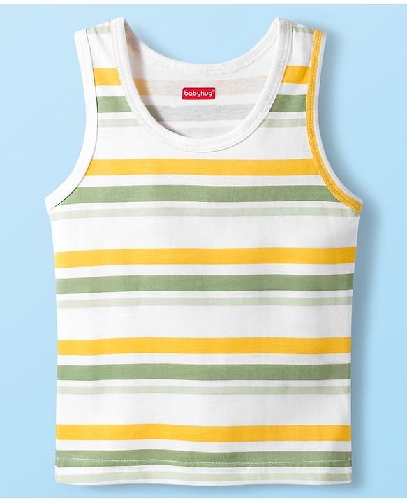 Babyhug 100% Cotton Knit Sleeveless Sando with Dino Print Pack of 3 - Multicolor
