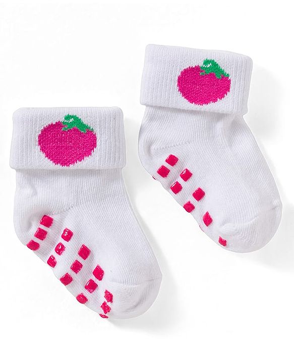 Cute Walk by Babyhug Non Terry Knit Ankle Length Anti Skid Anti Bacterial Socks With Polka Dot Design Pack Of 3 - Pink & White