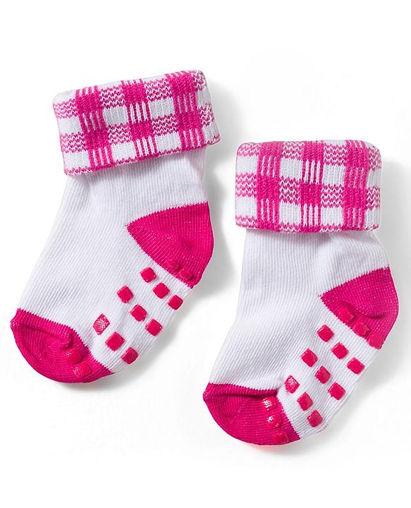 Cute Walk by Babyhug Non Terry Knit Ankle Length Anti Skid Anti Bacterial Socks With Polka Dot Design Pack Of 3 - Pink & White